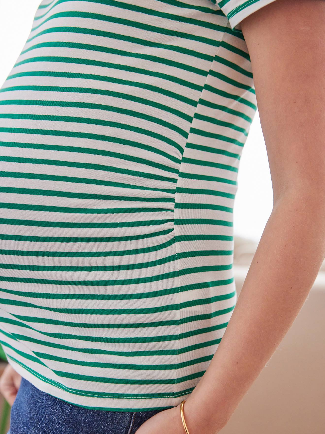 Camiseta verde de manga curta para gestantes