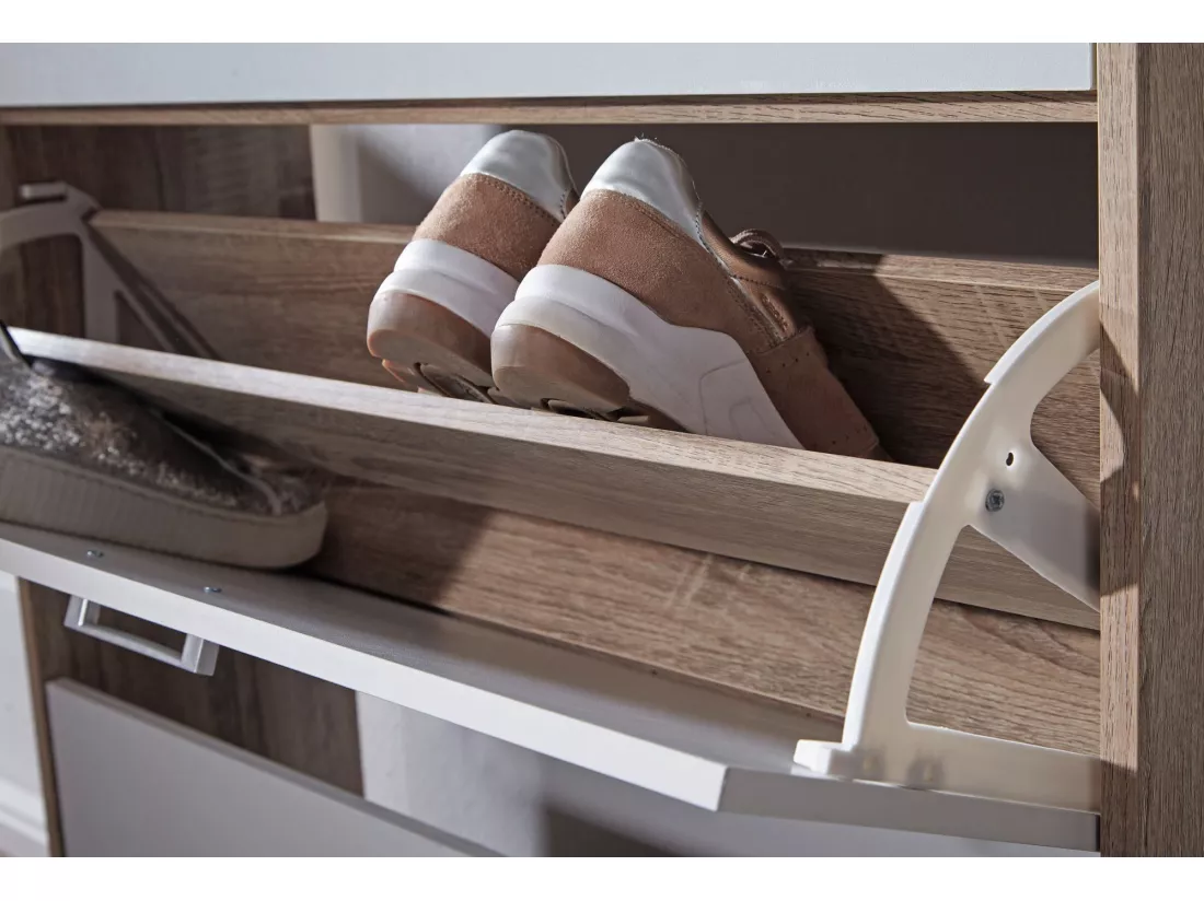 Armoire à chaussures Bois 80x94x24 cm Étagère à chaussures 16 paires
