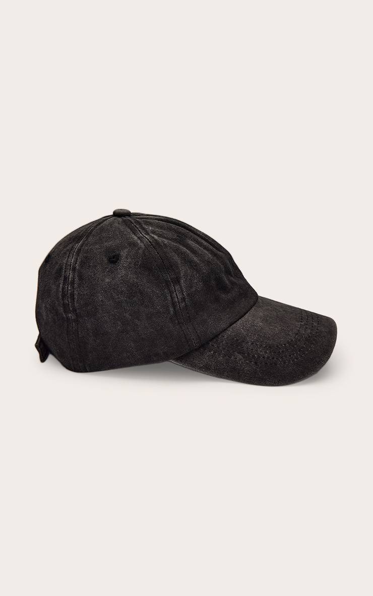 Noir Casquette En Denim Délavé