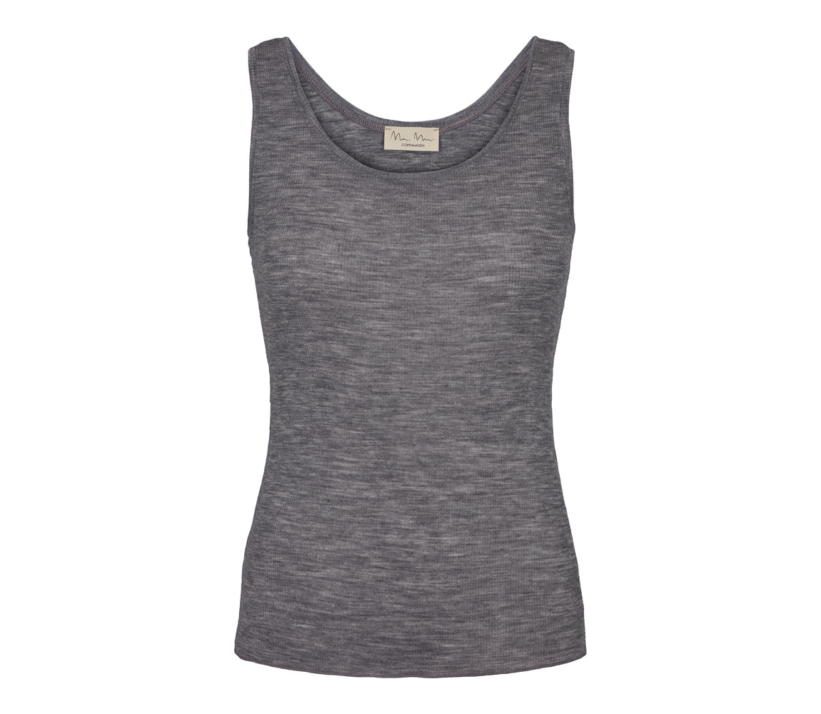 Tevo W, Uld Rib Undertrøje - Grey Melange