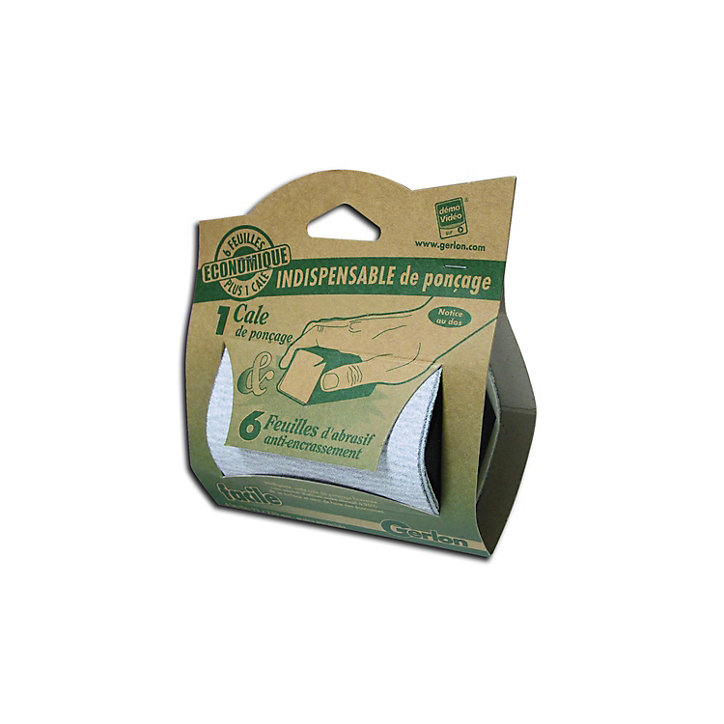 Pack 1 cale de ponçage & 6 feuilles d'abrasif anti-encrassement Gerlon