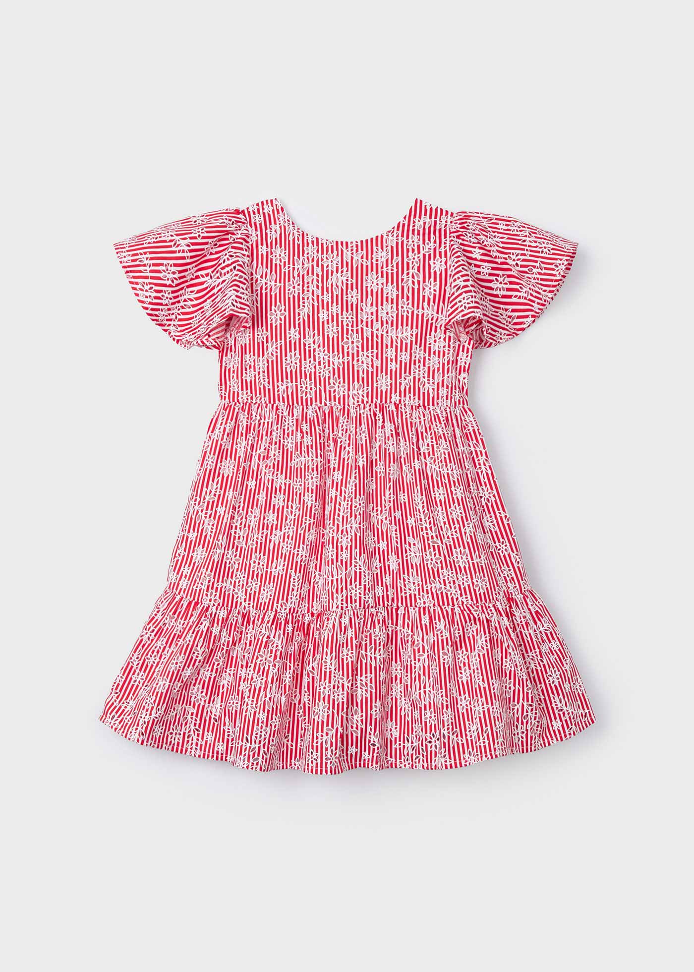 Vestido listrado de popeline para meninas, cor tinta