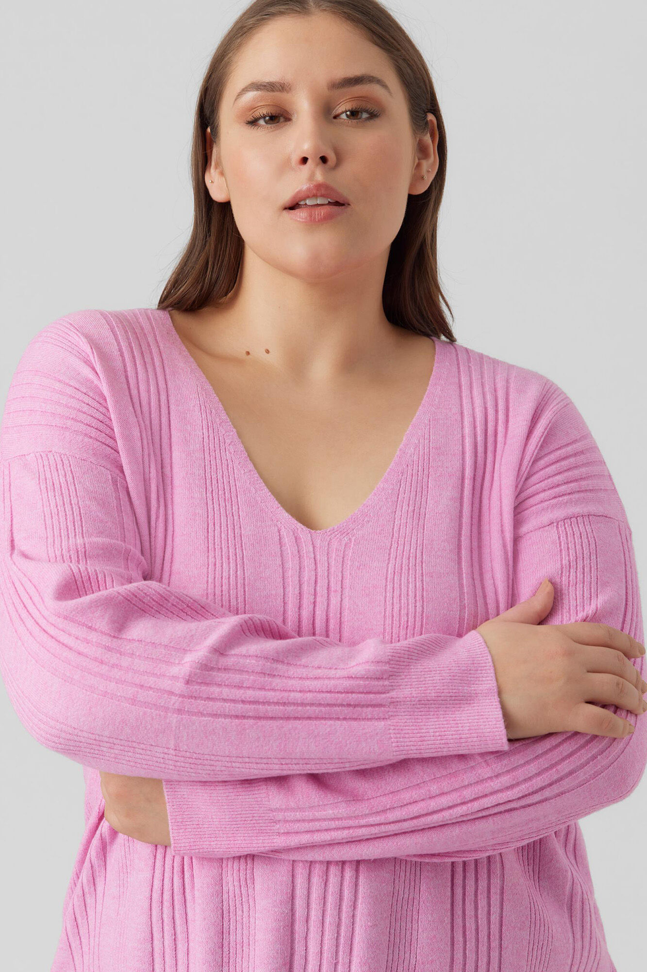Suéter básico de malha plus size - roxo
