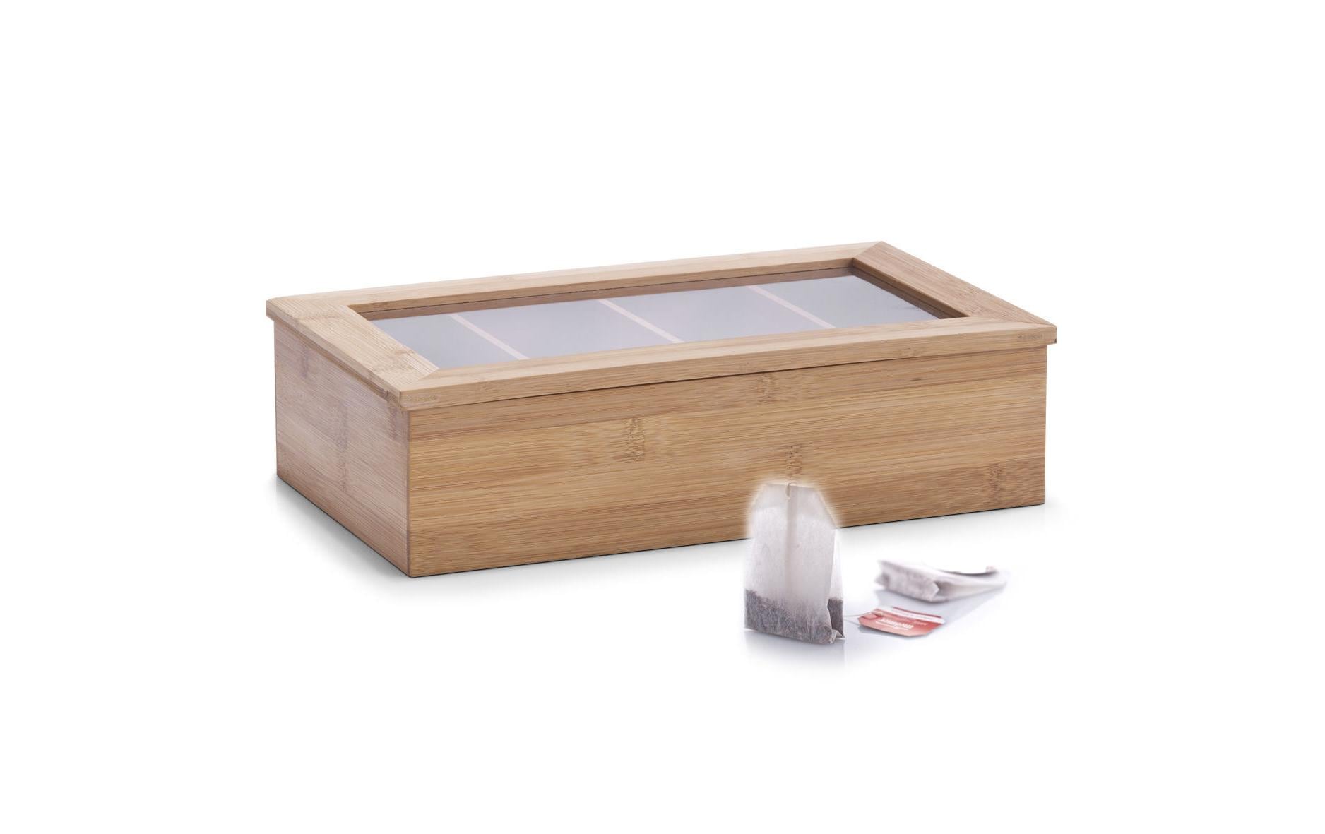 Teebeutel-Box BraunTeebehälter, 4 Fächer