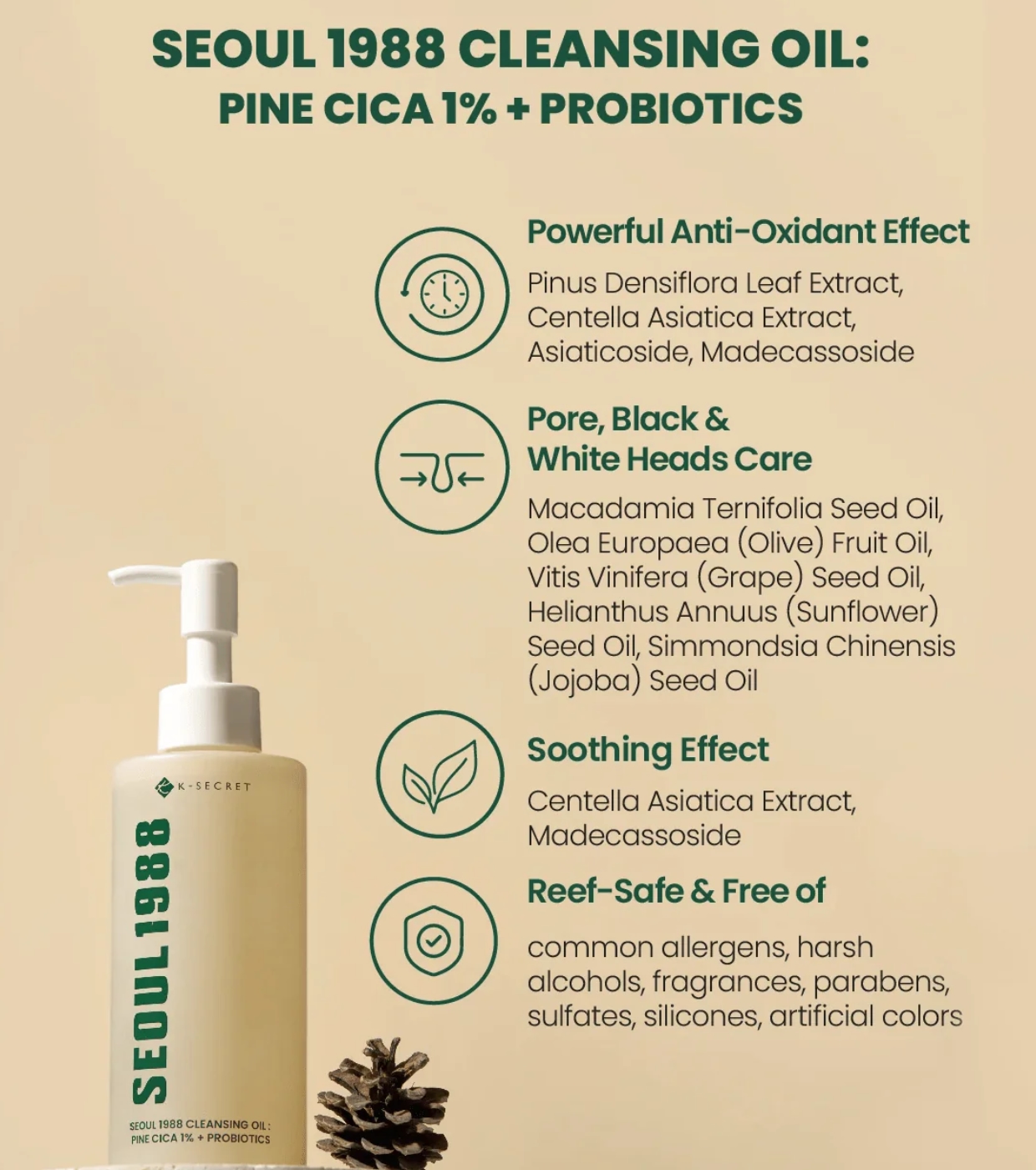 K-Secret - *Seoul 1988* - Óleo de Limpeza Pine CICA 1% + Probiotics