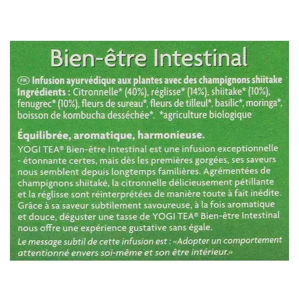 Chá Yogi para Bem-Estar Intestinal - Infusão Ayurvédica Orgânica - 17 sachês