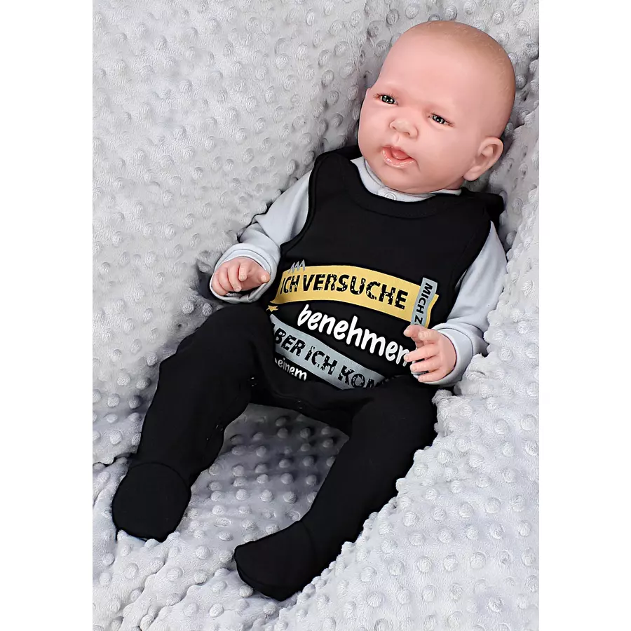 TupTam Unisex Baby Strampler mit Spruch schwarz