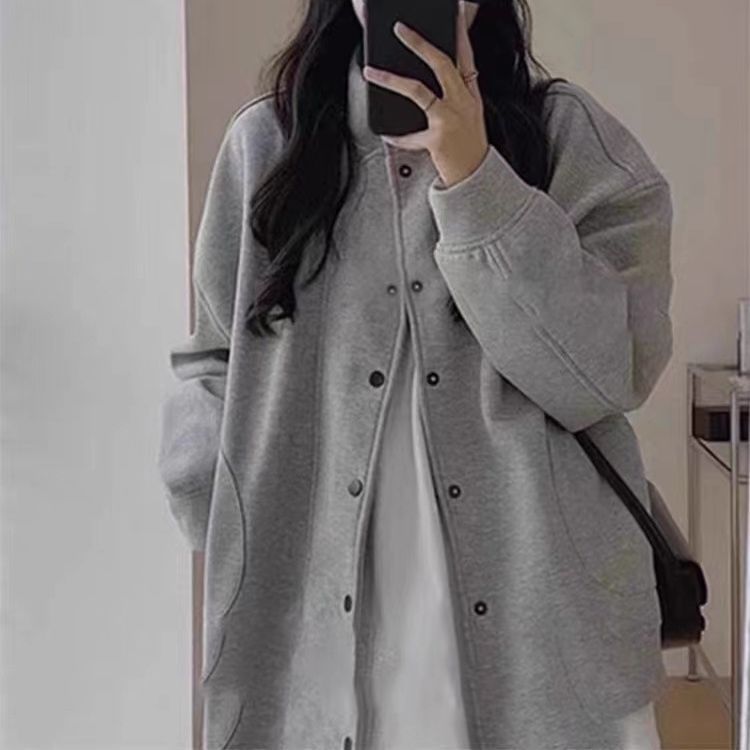 Angel Love - Effen oversized enkelrijs honkbaljack