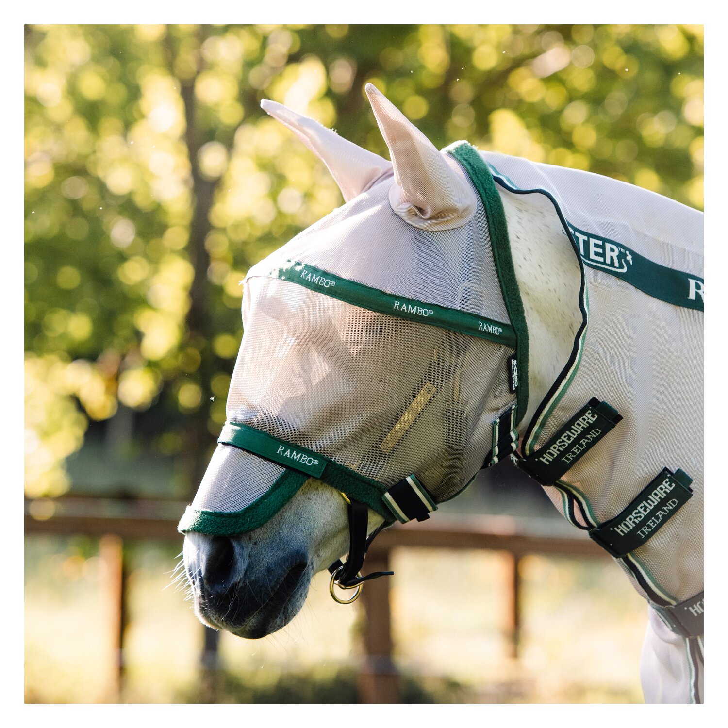HORSEWARE Fliegenmaske RAMBO PLUS - oatmeal/sage/beige/green