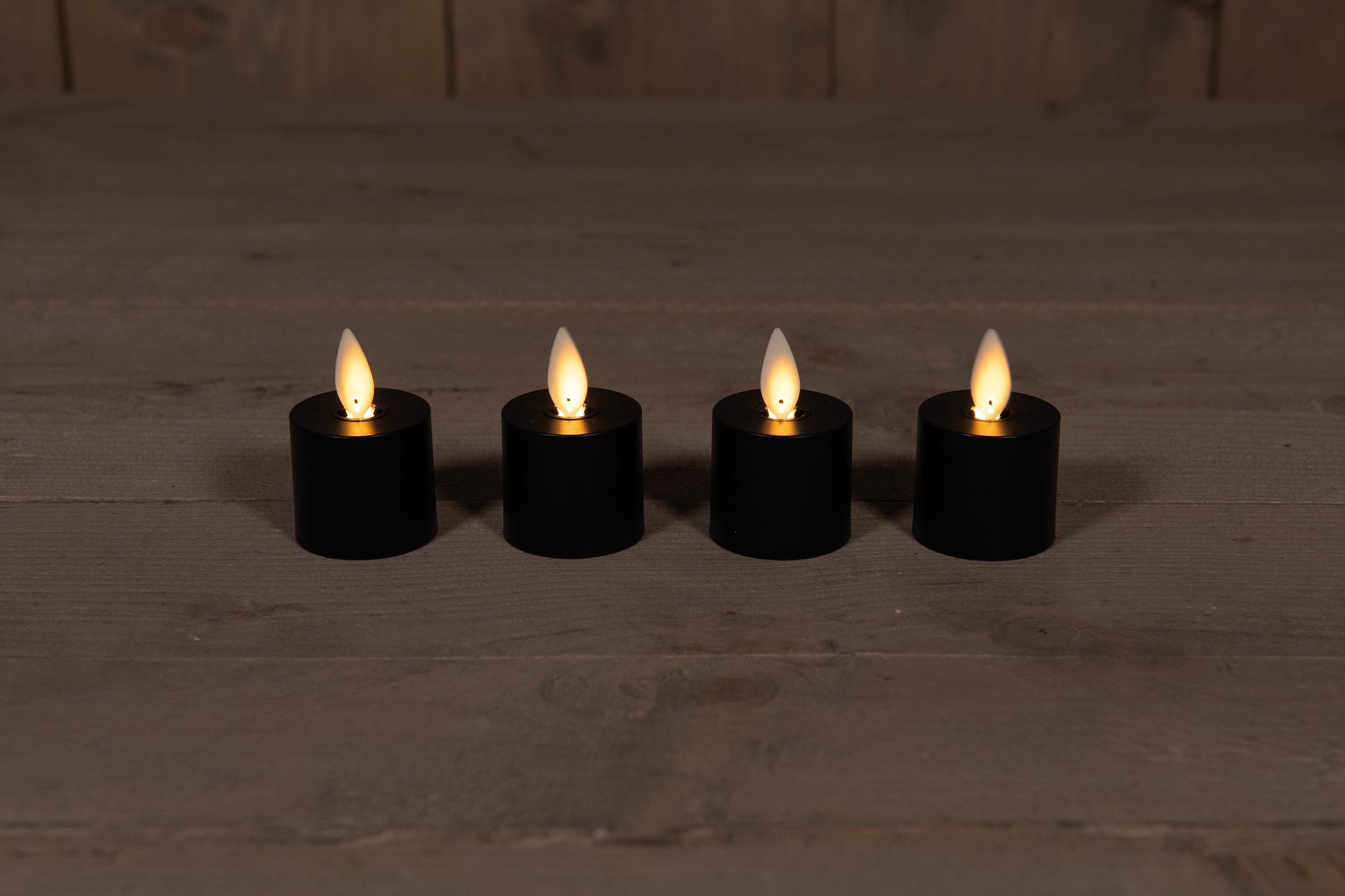 Anna's Collection LED uitbreidingsset waxinelicht met timer zwart D 3,8 H 6 cm 4 stuks