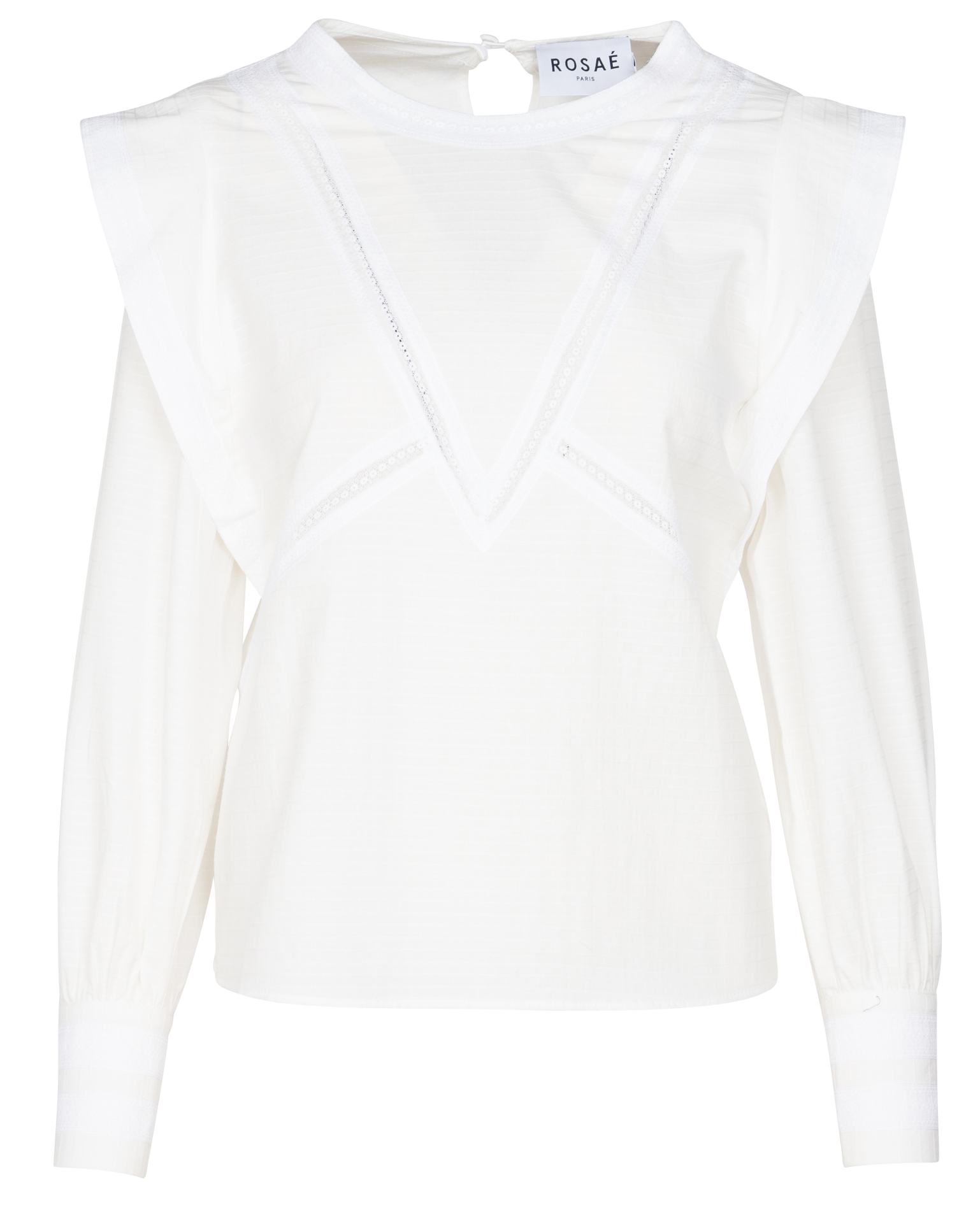 LE PROVENCE - Top col rond brodé en coton | Blanc