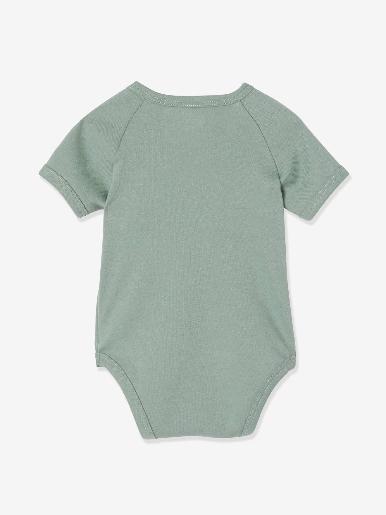 Conjunto de 3 bodies para bebê, manga curta, verde claro, lisos com estampas