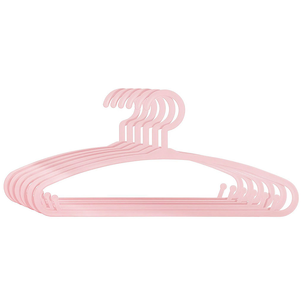 Lot de 6 cintres en plastique rose 13.5x18cm
