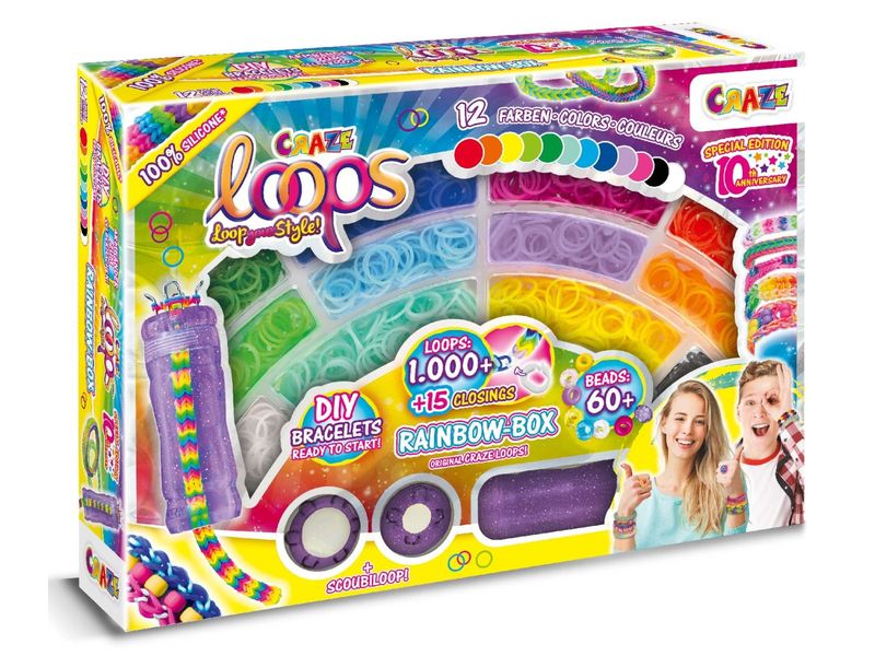 Craze Bastelset Loops – Rainbow Box 1000 Loops Armbänder zum Selbermachen