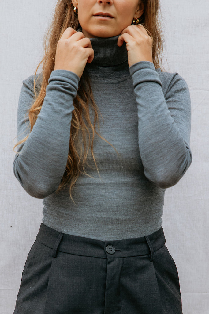 Trisha W, Bluse - Mid Grey Melange