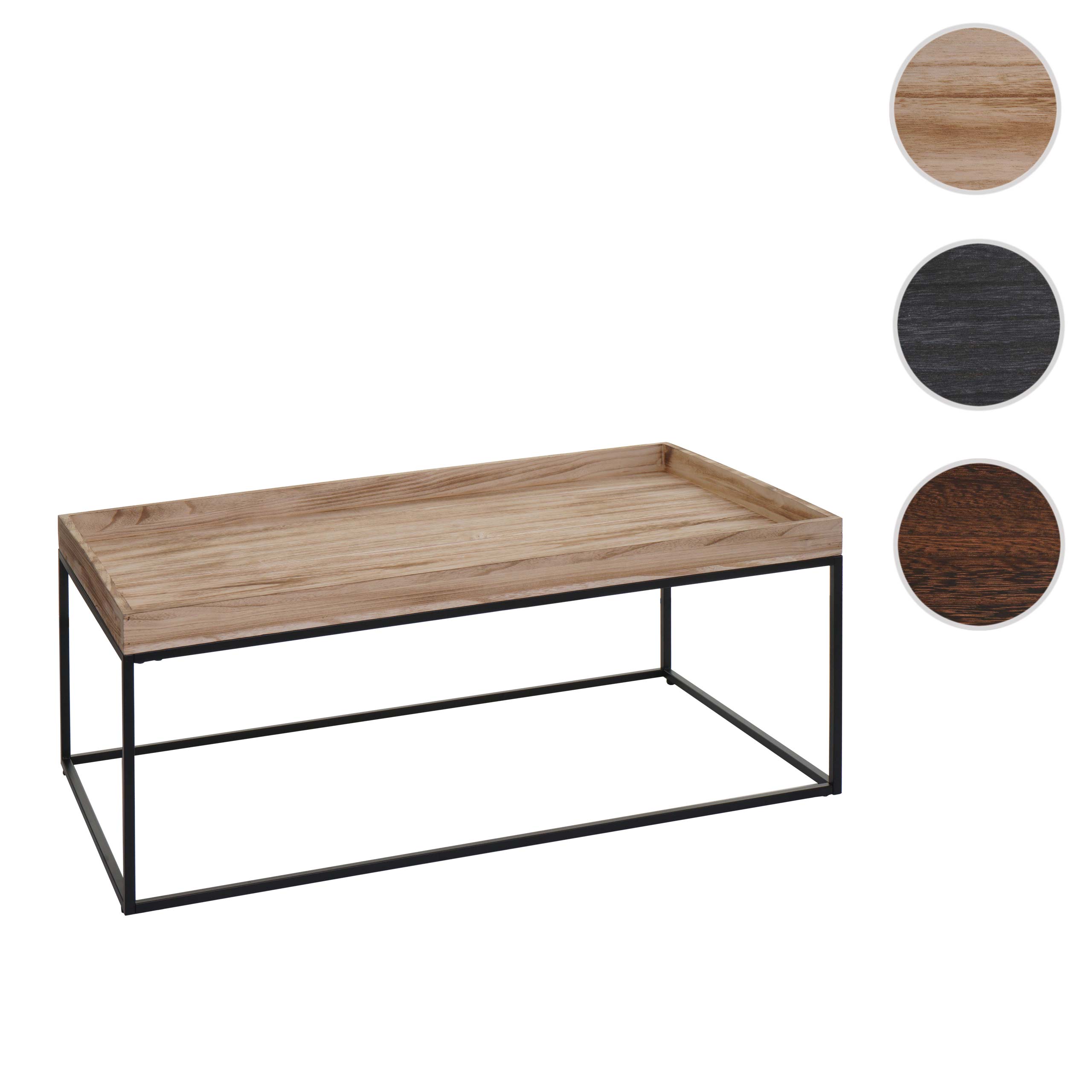 Couchtisch MCW-K71, Kaffeetisch Beistelltisch Tisch, Holz massiv Metall 46x110x60cm ~ naturfarben
