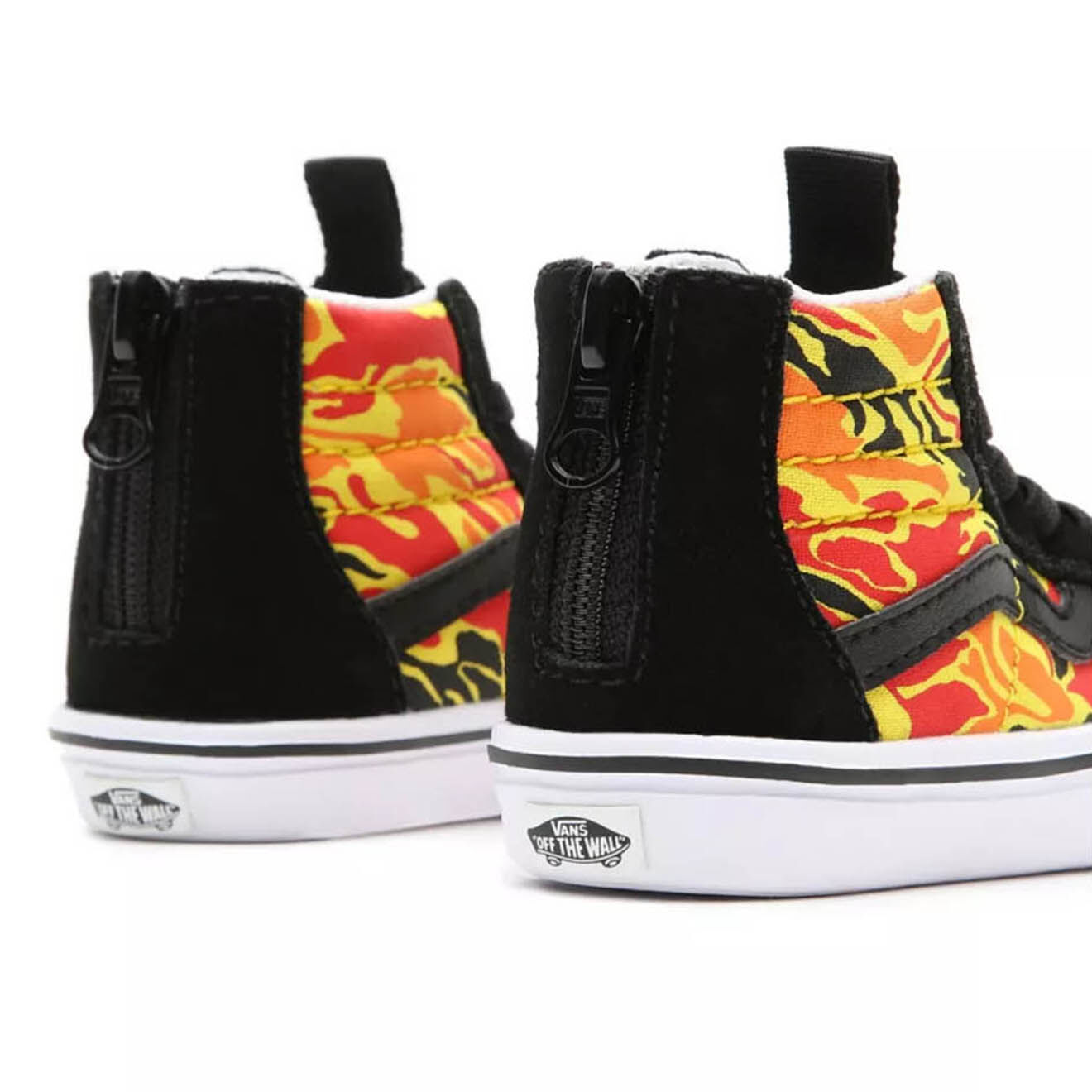 Vans Sneakers en Toile & Velours de Cuir Flame Camo ComfyCush Sk8-Hi Zip noir/rouge/orange/jaune