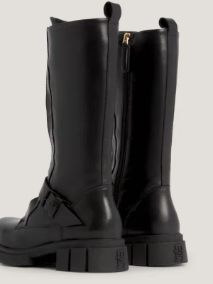 Botas de couro para motociclista com meia sola