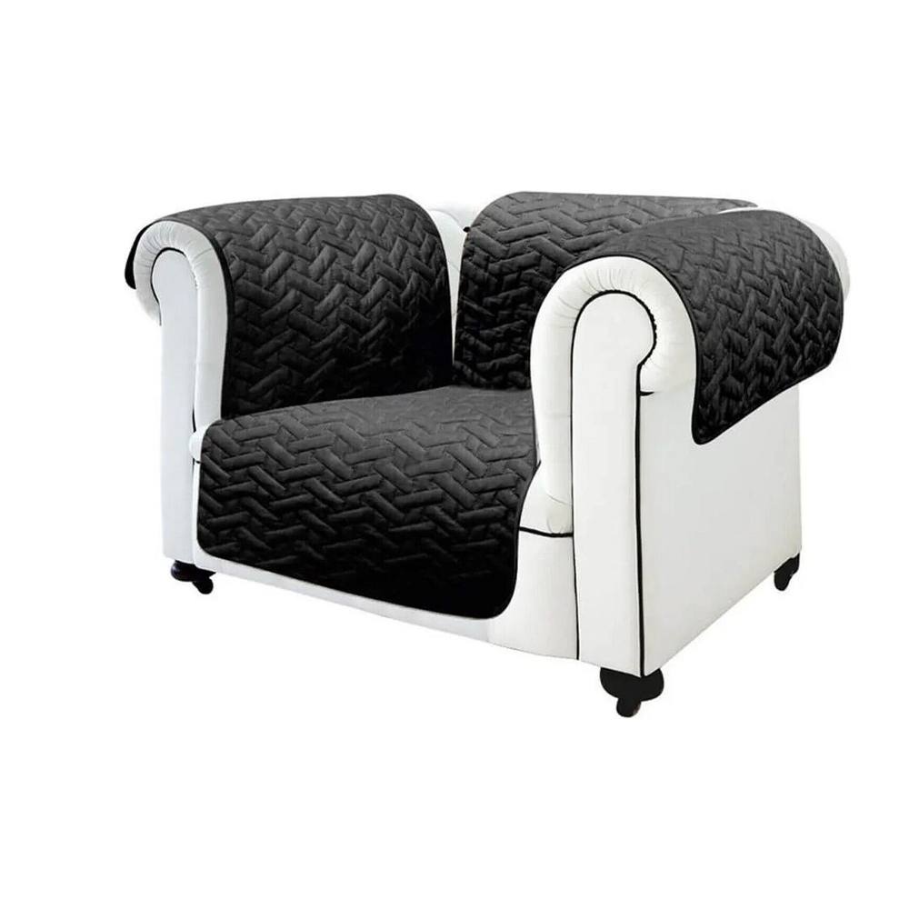 (190x170cm) Sessel Sofa Schonbezug Cover Wasserabweisende Couch Schutzhülle Überwurf Decke (VHGSLCIND0038) - Grau / Schwarz