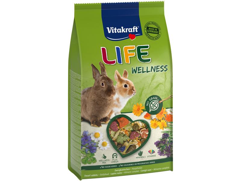 Vitakraft Hauptfutter Life Wellness, für Zwergkaninchen, 60 Alleinfuttermittel für Zwergkaninchen