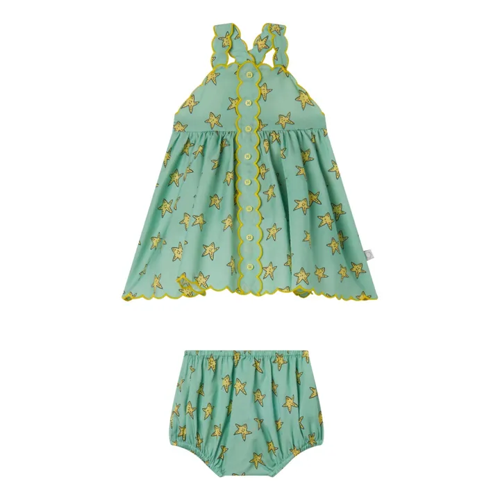 Stella McCartney Kids Set Robe et Bloomer Etoile | Vert d'eau