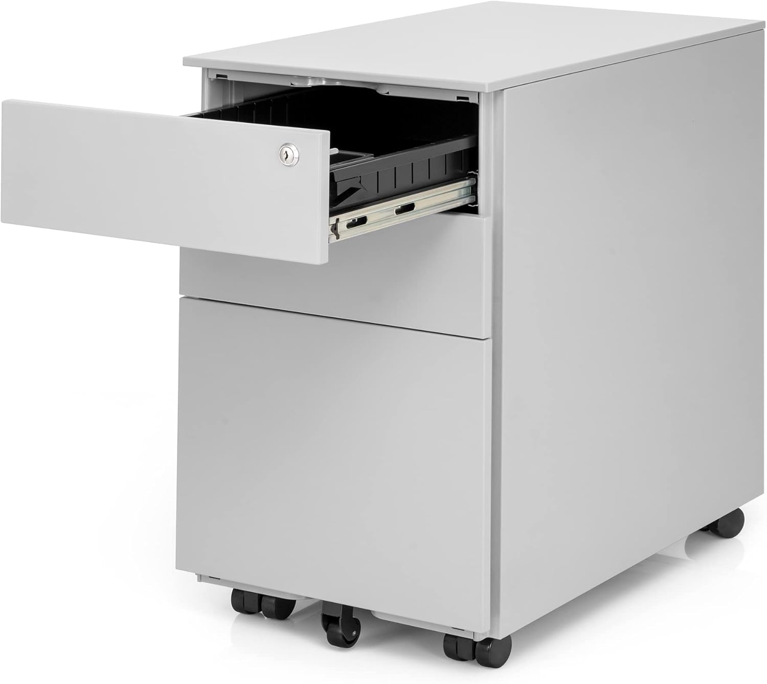 Ergotopia Rollcontainer grau - abschließbarer Bürocontainer für Schreibtisch 60x39x52 cm (HxBxT) - Büro Container mit 3 Schubladen - Schreibtischcontainer abschließbar
