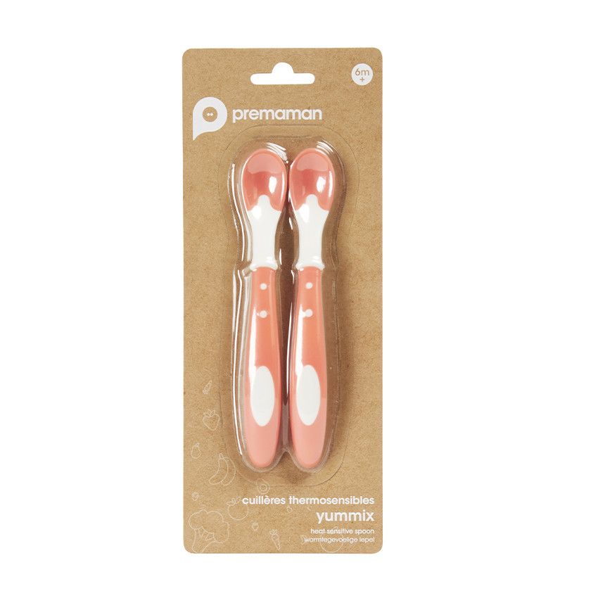 Lot de 2 cuillères thermosensibles Rose - Ecru