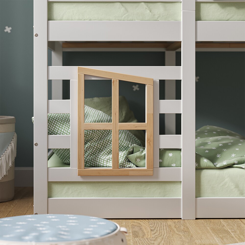 Vitalispa Doppelstockbett Maja 200 x 90 cm Weiß mit Leiter, Etagenbett, 2 Kinder, Matratze
