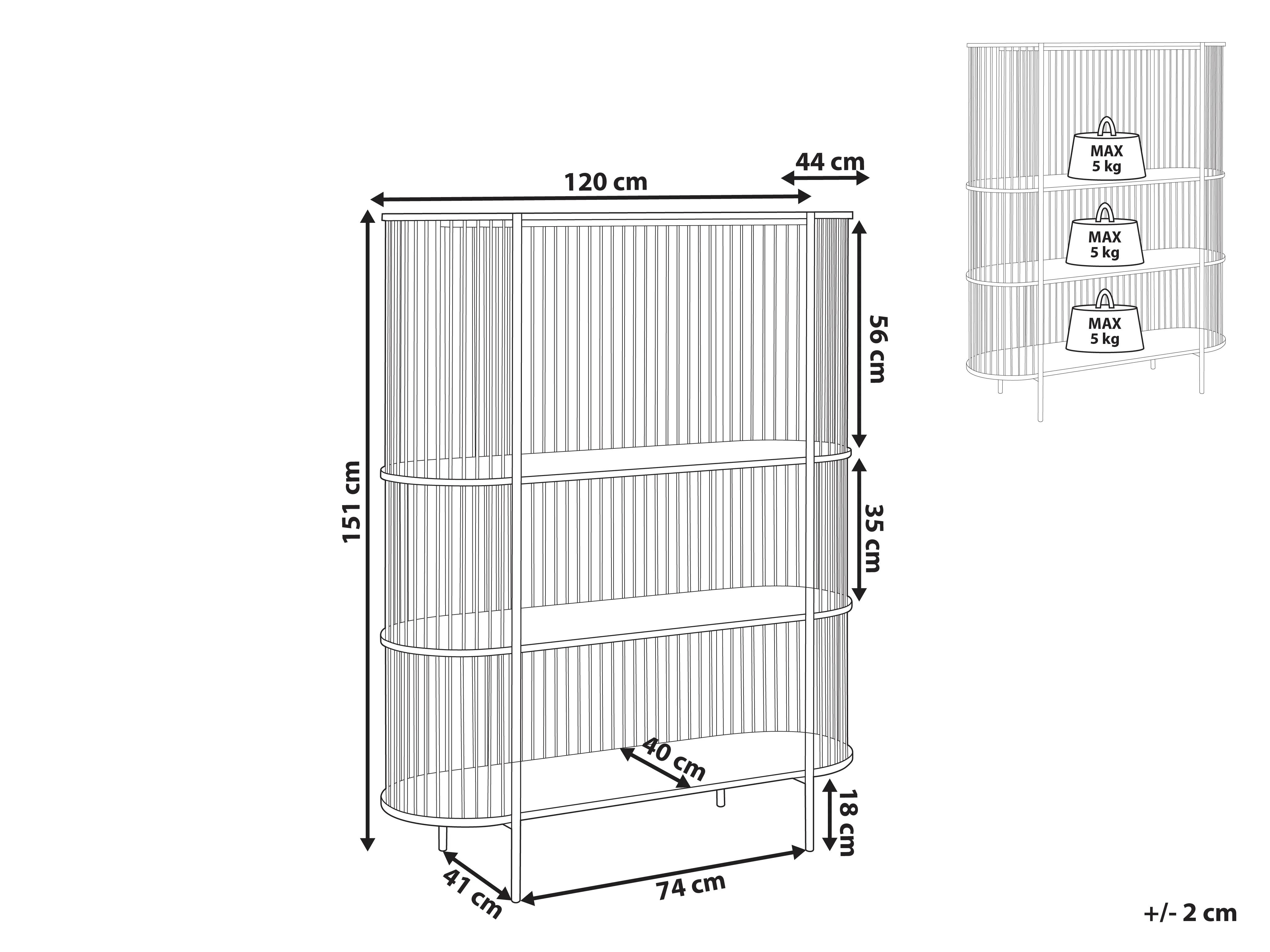 Opbergkast met 3 planken BIRSON 151 cm Zwart
