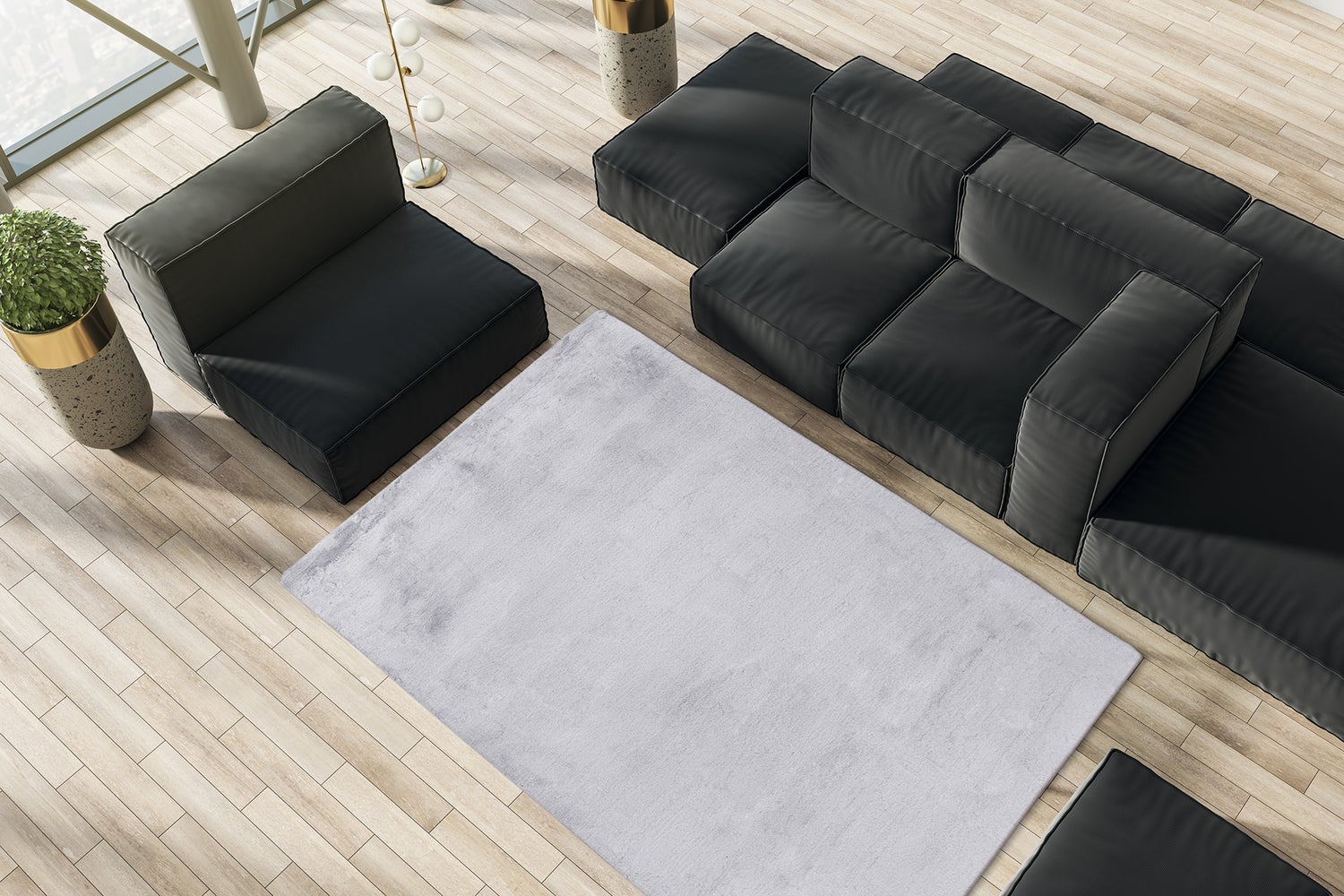 Radiantique hoogpolig tapijt, grijs/wit, 35 mm, effen, modern, 160 x 230 cm