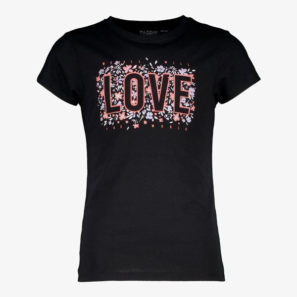 TwoDay meisjes T-shirt zwart met opdruk