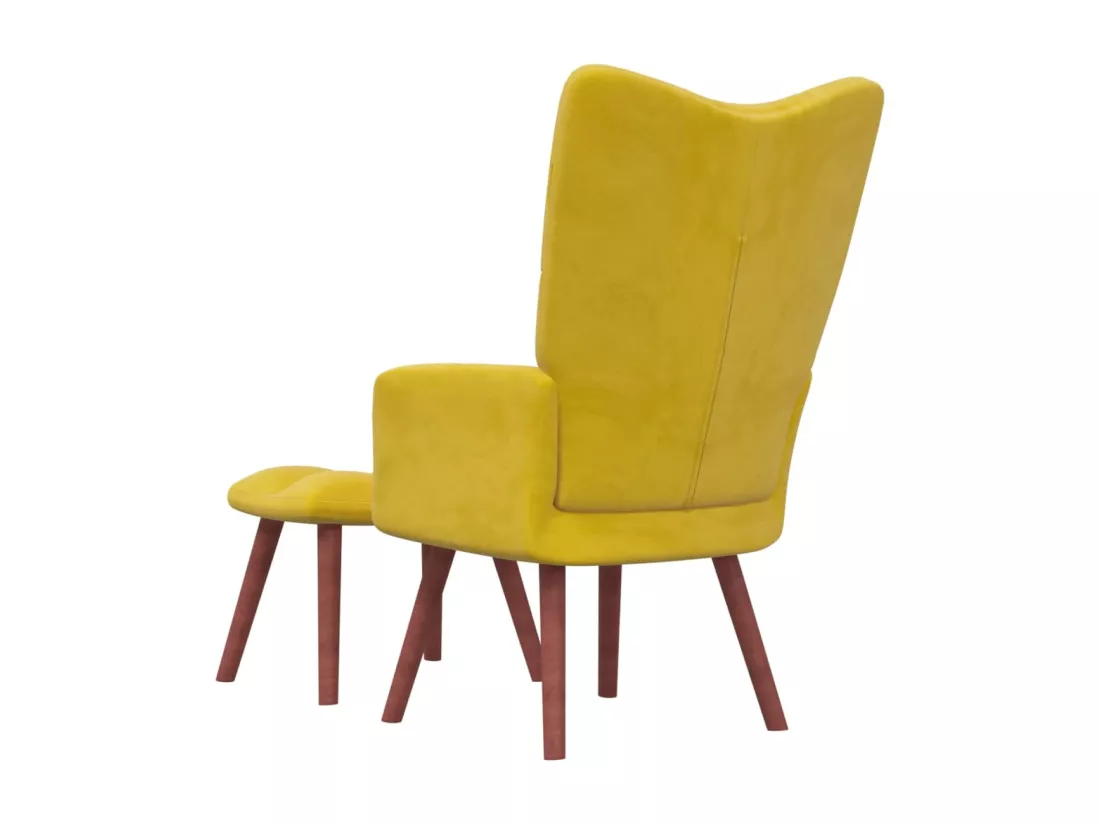 Chaise de relaxation avec repose-pied Jaune moutarde Velours