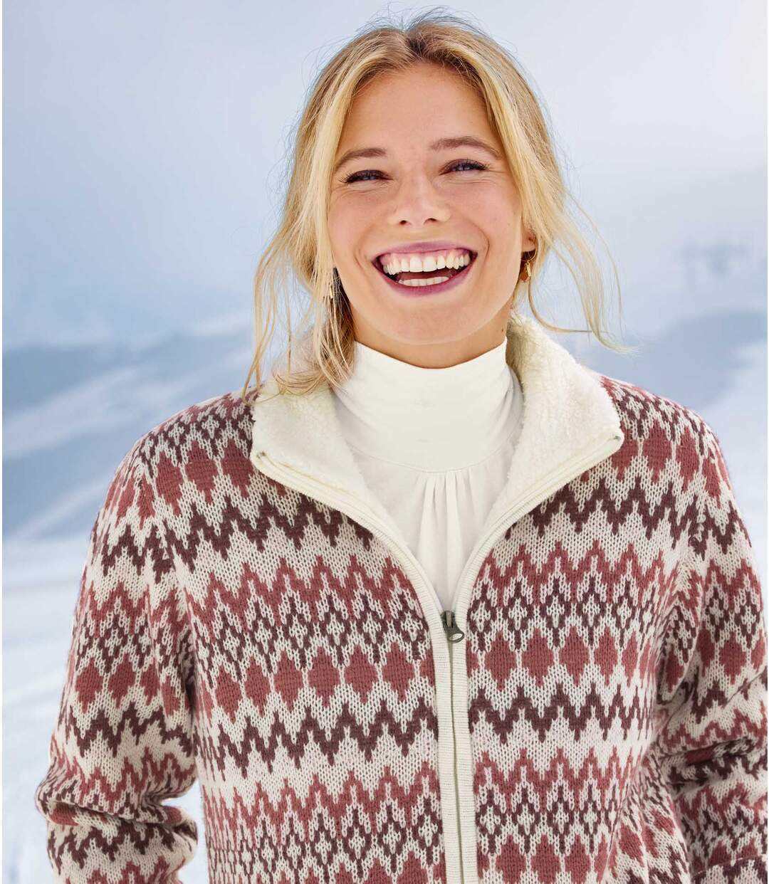 Blouson Tricot Esprit Jacquard Doublé Coral