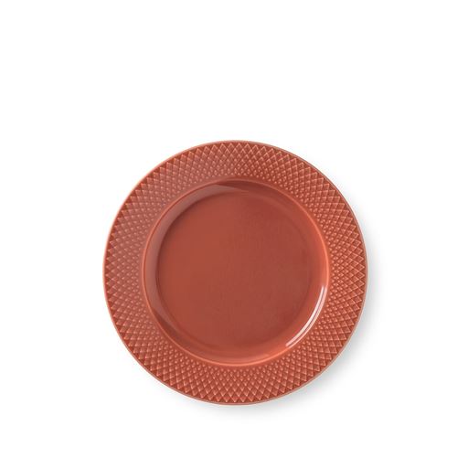 Lyngby Porcelæn Rhombe Color Frokosttallerken, Terracotta, Ø23 cm