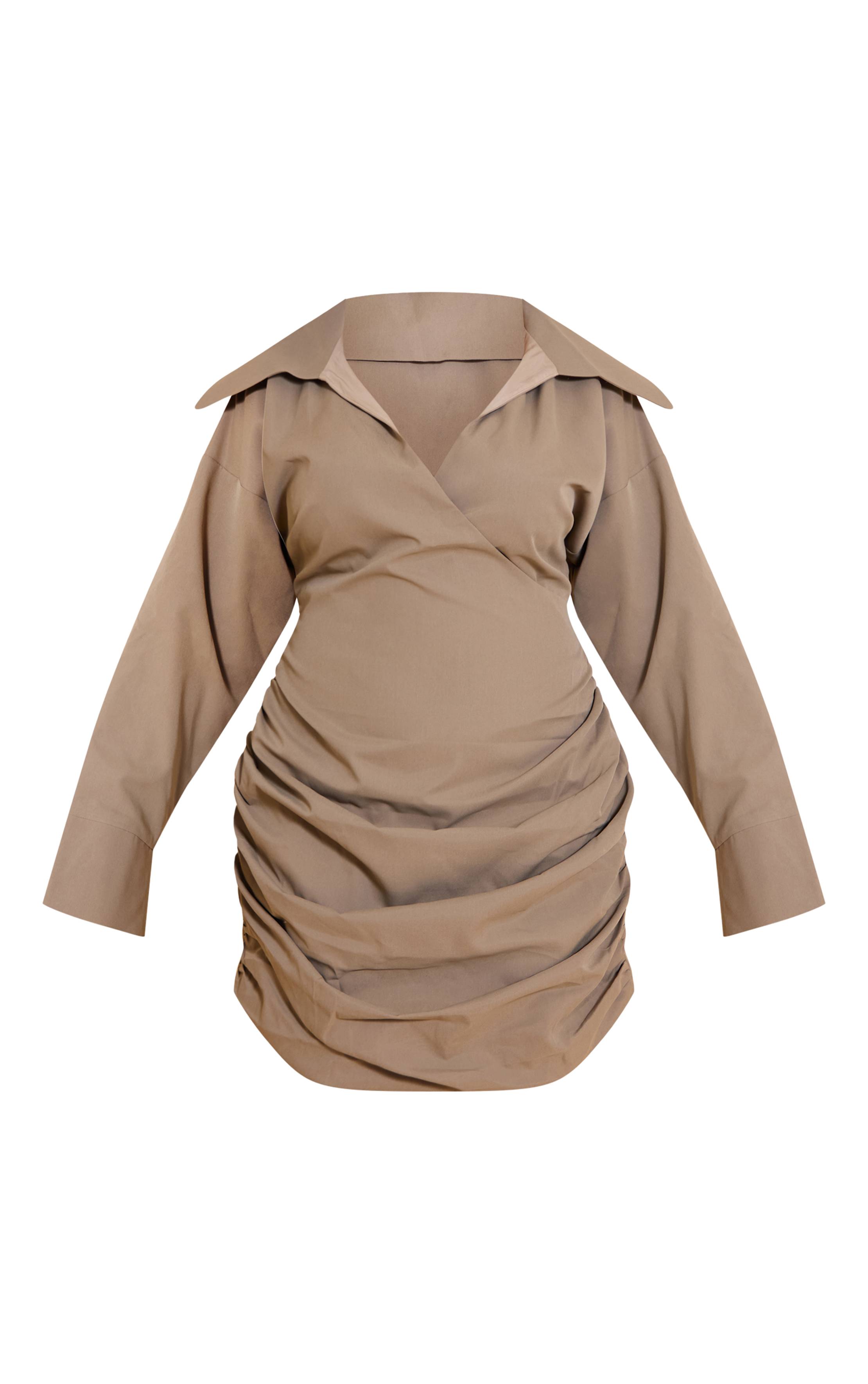Champignon Robe Chemise Grande Taille À Décolleté Plongeant Et Manchettes Profondes