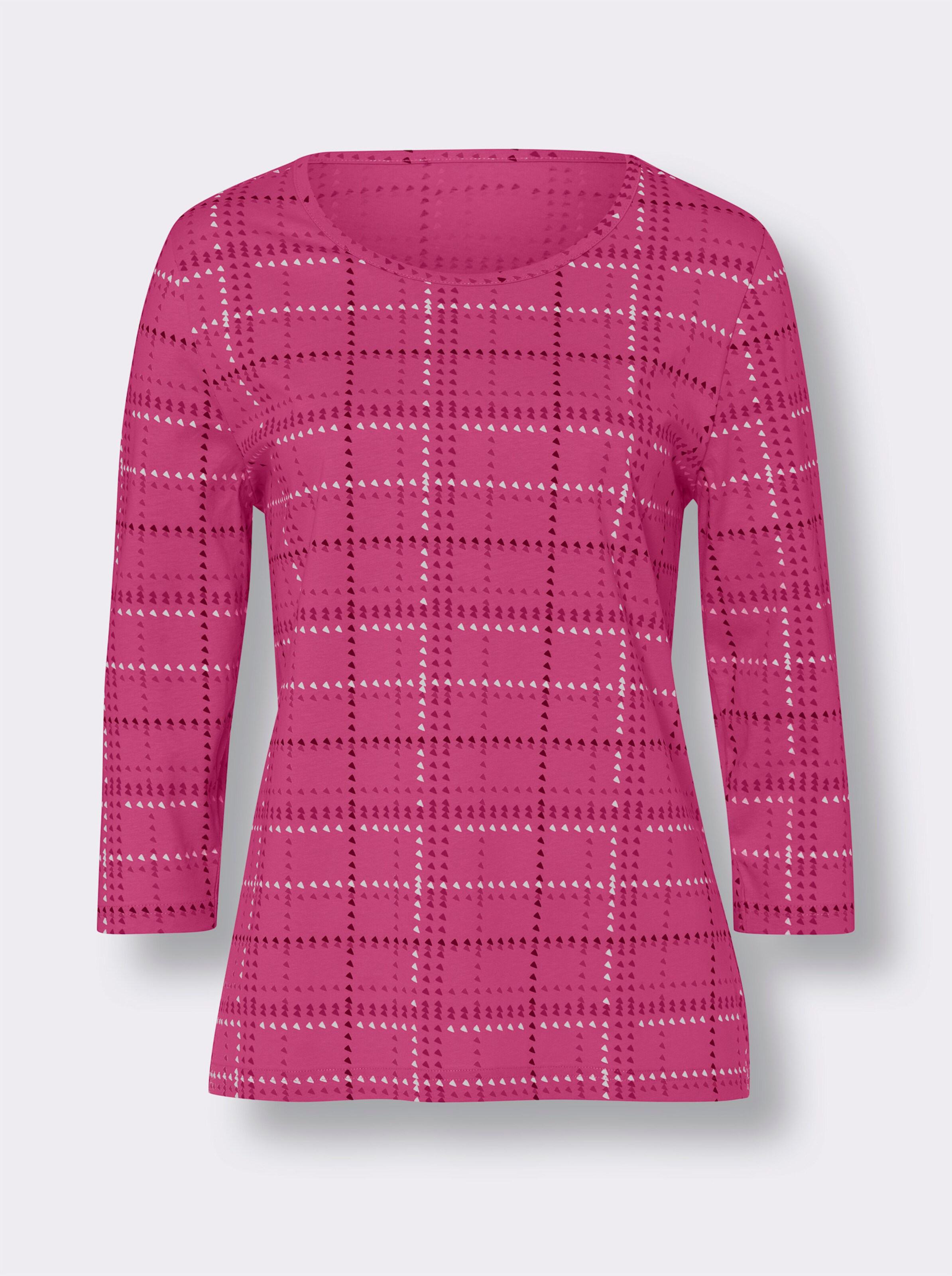 34-Arm-Shirt mit Karo-Muster