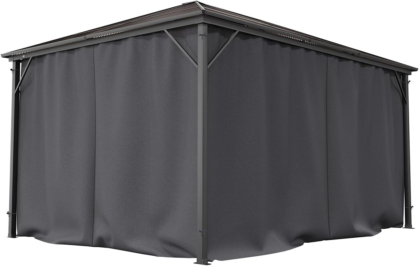 Pavillon 3x4m Garten Überdachung mit Polycarbonat - Dach & Moskitonetz, Seitenteile wasserdicht in anthrazit, mit Metallgestell & Aluminiumrahmen, für Outdoor