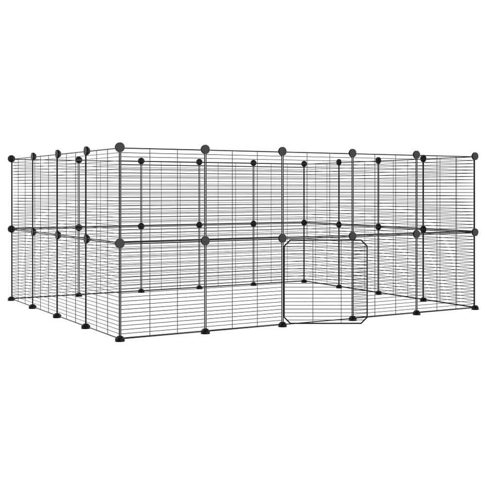 Cage animaux de compagnie à 36 panneaux et porte noir 35x35 cm