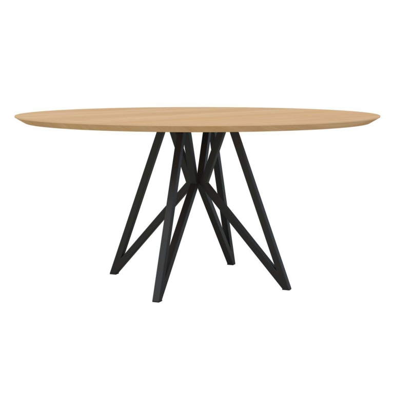 Studio HENK Butterfly Quadpod tafel Ø160, zwart frame, hardwax light 3041, verjongd afgerond