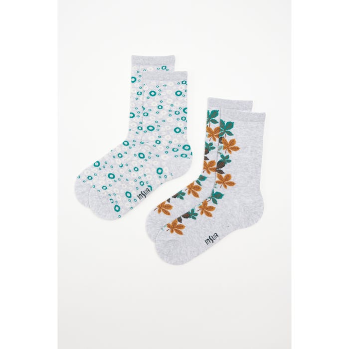 inSua-2-pack sokken bladeren rondjes - Insua