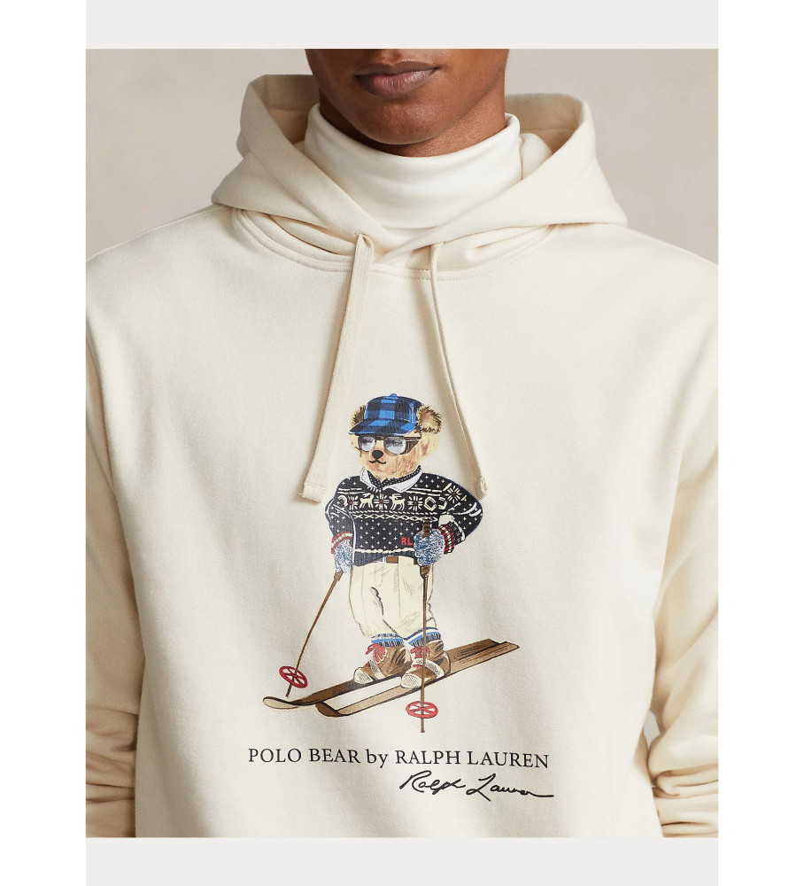 Moletom Ralph Lauren Polo de pelúcia com estampa de urso bege