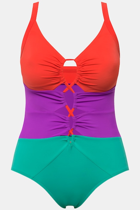 Badeanzug, Colorblocking, Softcups, Aussparungen, recycelt