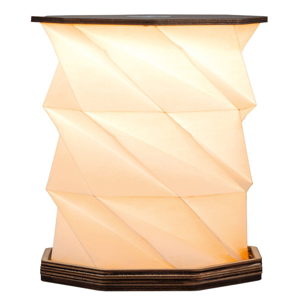 Lampe accordéon USB tactile en bois blanc chaud Ø12xH22cm