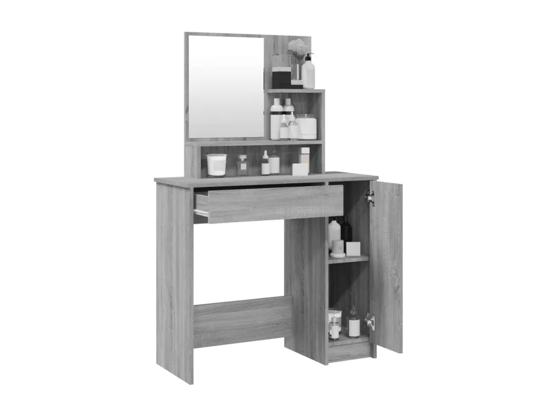 Coiffeuse avec miroir Sonoma gris 86,5x35x136 cm
