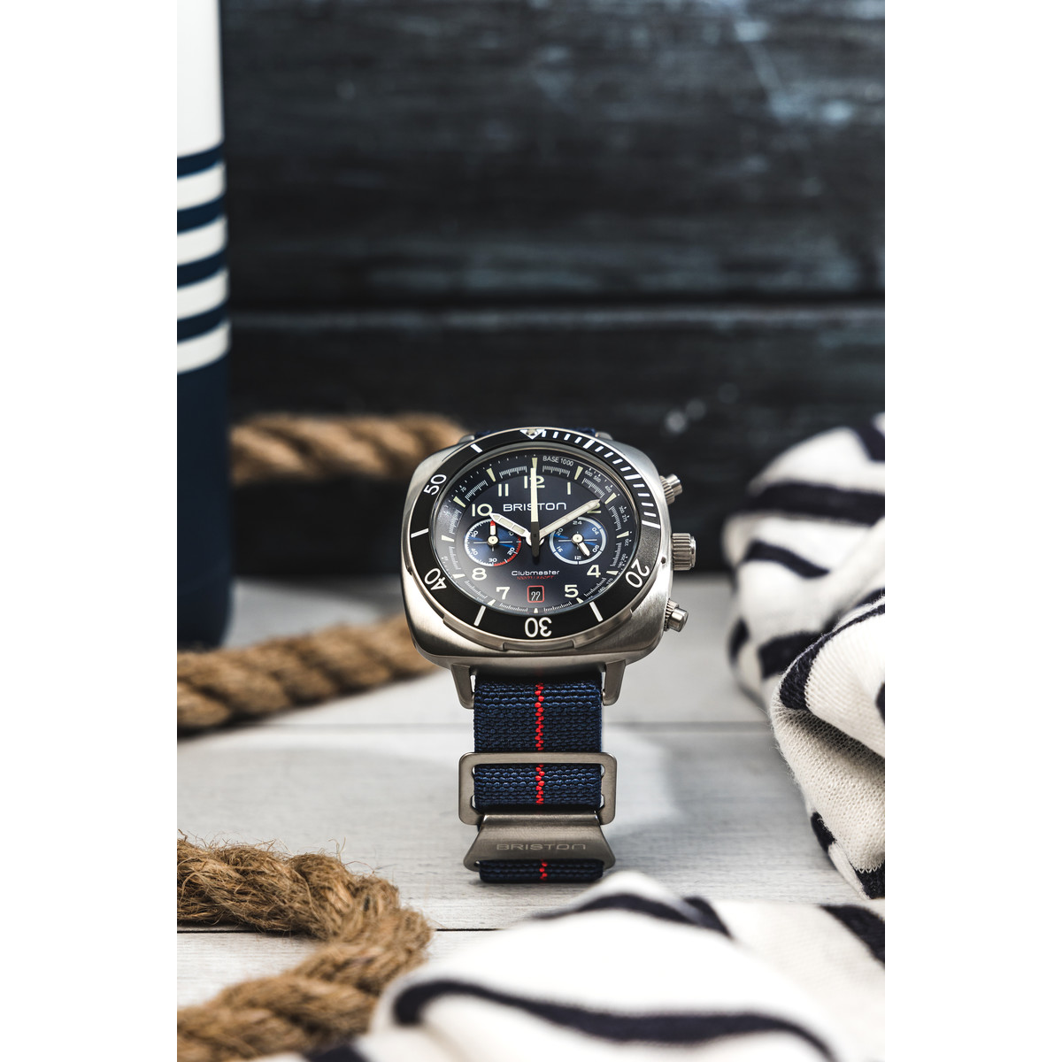 Montre BRISTON clubmaster outdoor homme bracelet tissu noir