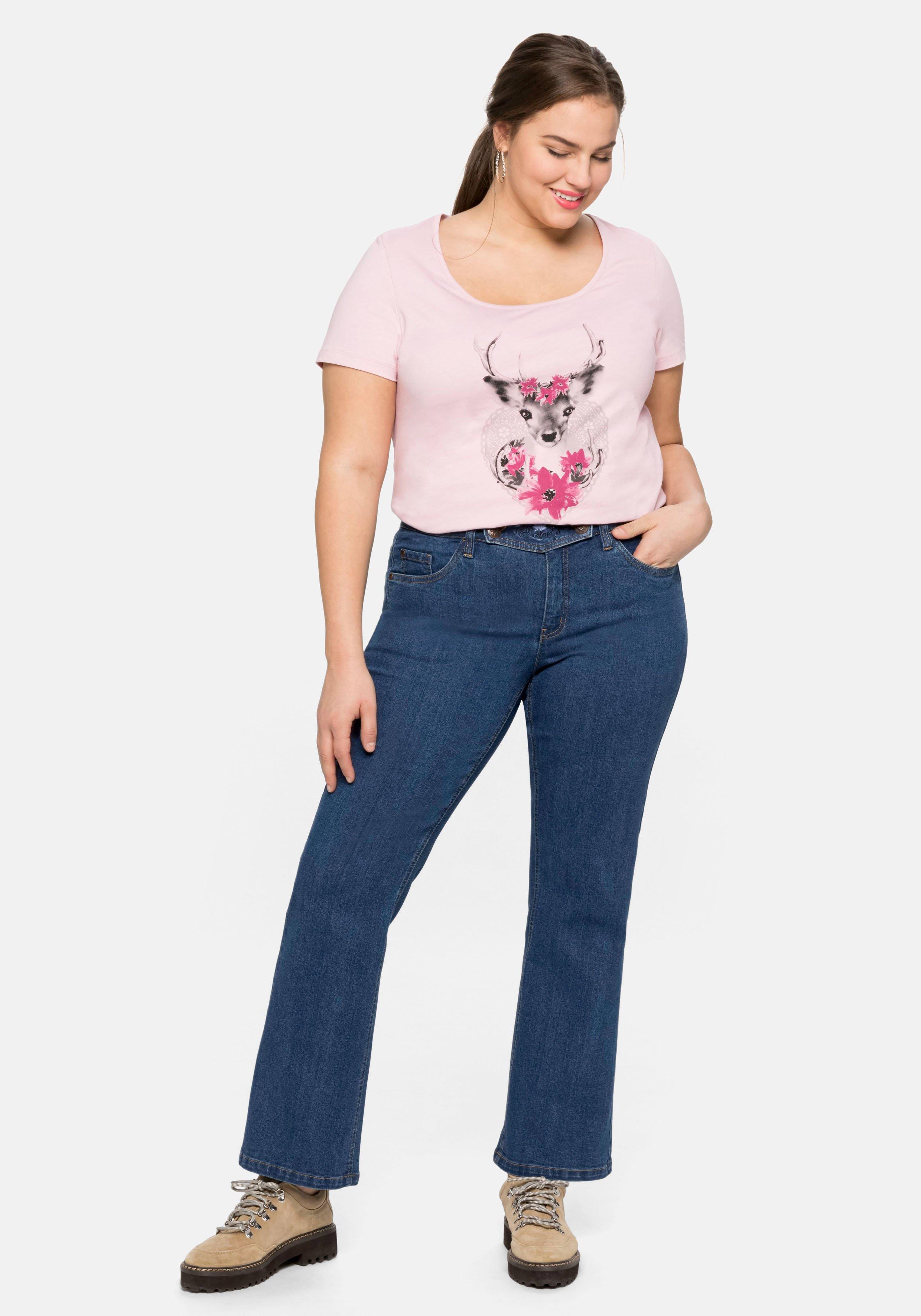 Bootcut Trachtenjeans mit abknöpfbarem Latz