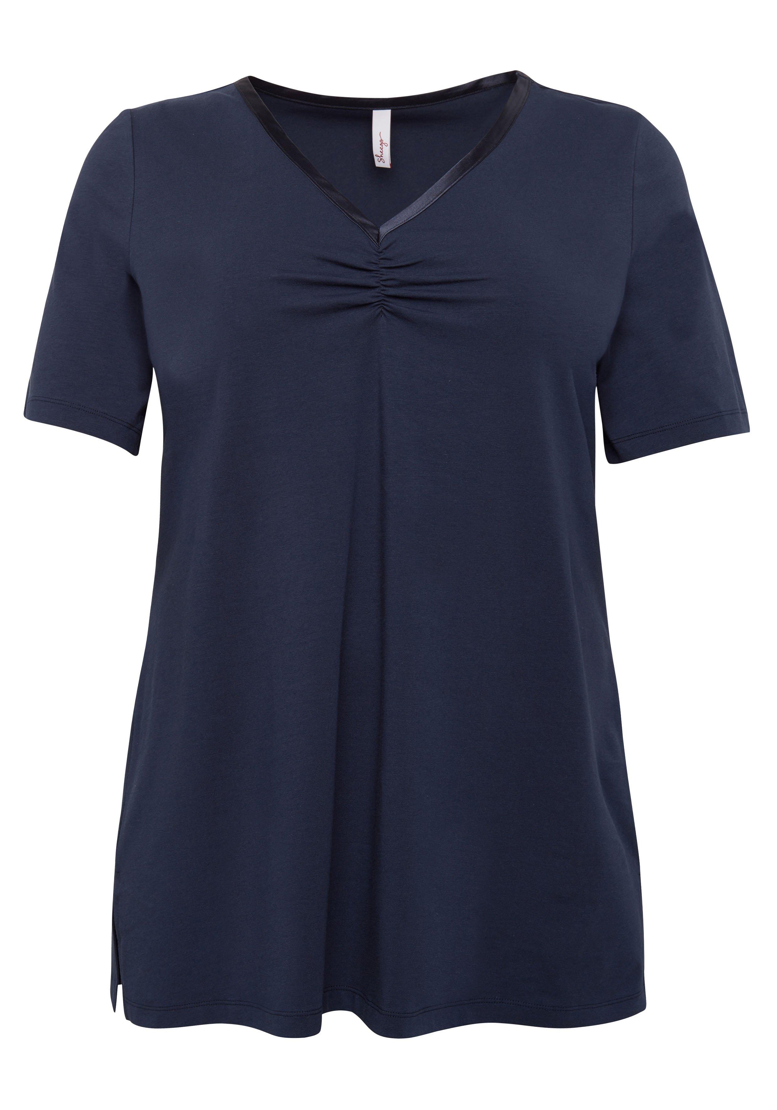 Longshirt in A-Linie mit Raffung am V-Ausschnitt