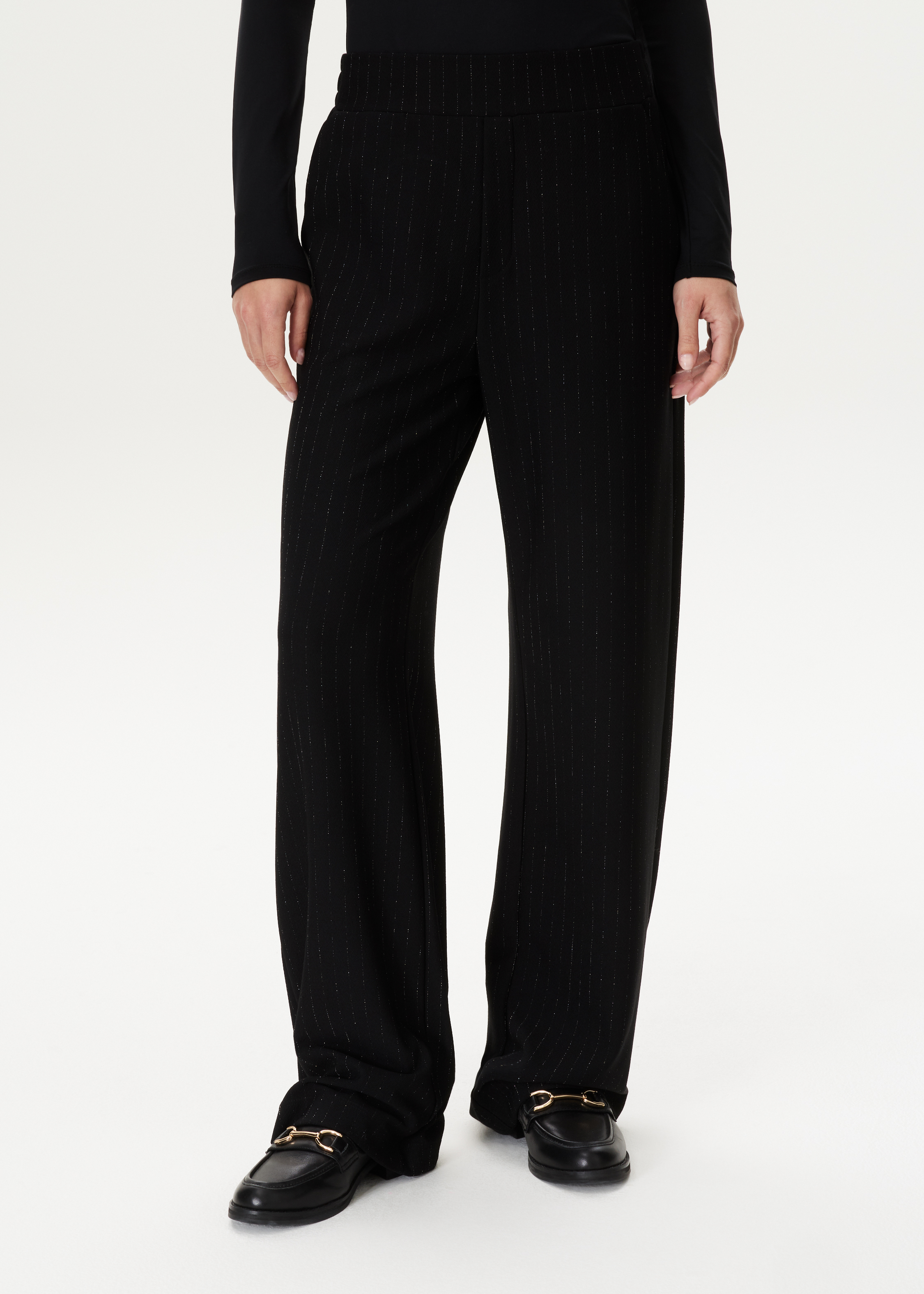 Wijde broek met glansdetail