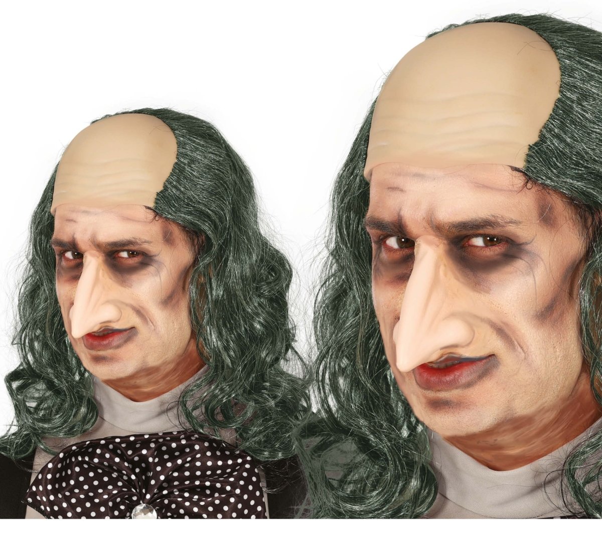 Halloween Pruik Kaal Met Lang Grijs Haar