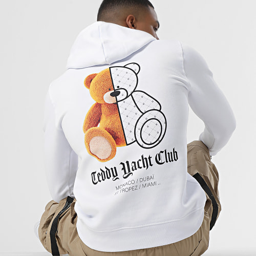 Sweat Capuche Half Bear Blanc